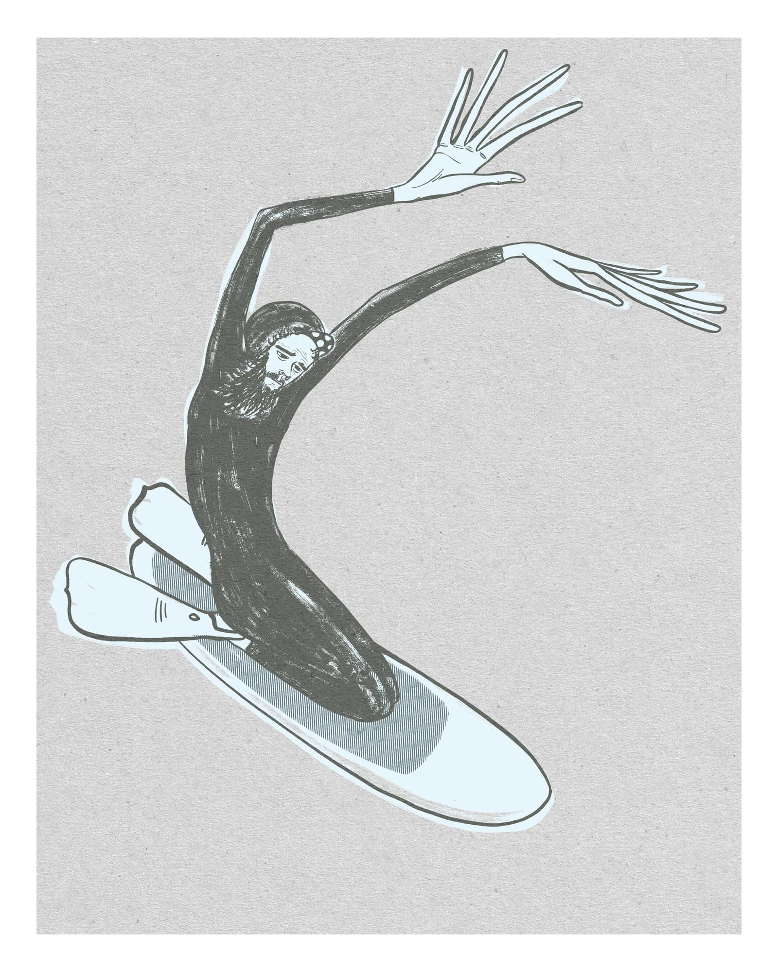 Kneelo surf art print